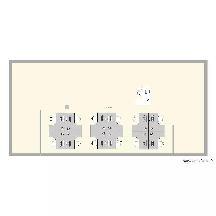 Plan bureaux 1&eacute;tage centre. Plan de 1  et 170 m²