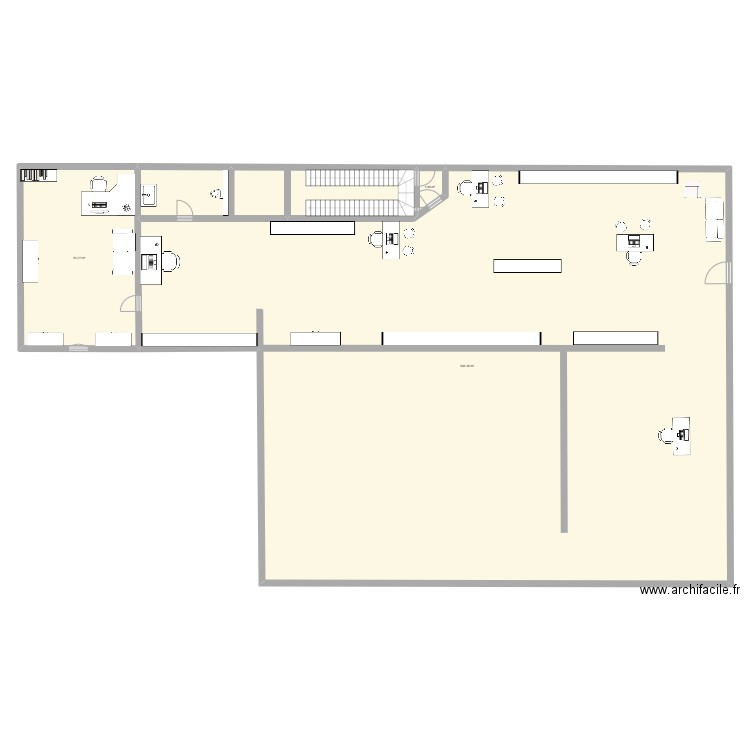 plan du magasin. Plan de 3 pièces et 590 m2