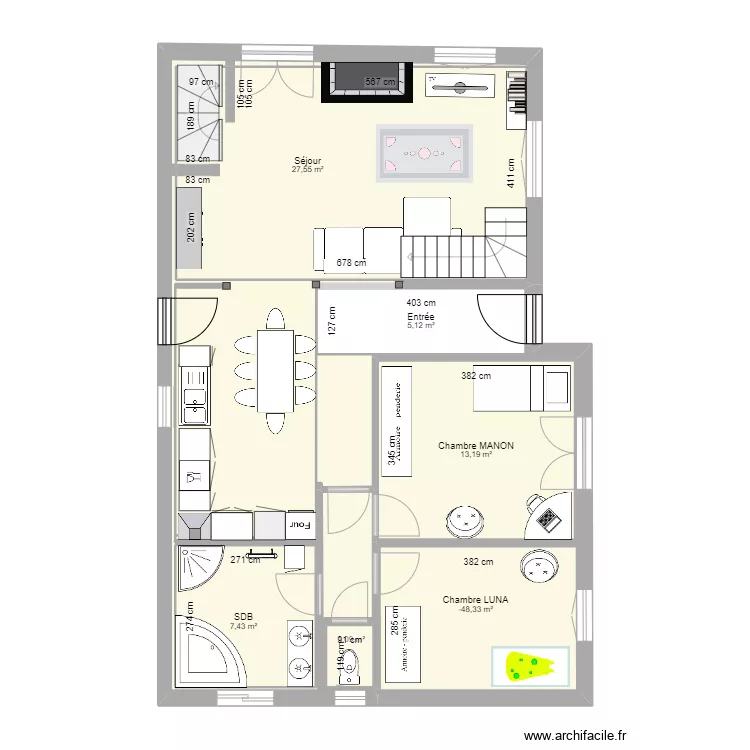 Pallud Etage 1 Am&eacute;nagement apr&egrave;s trx. Plan de 