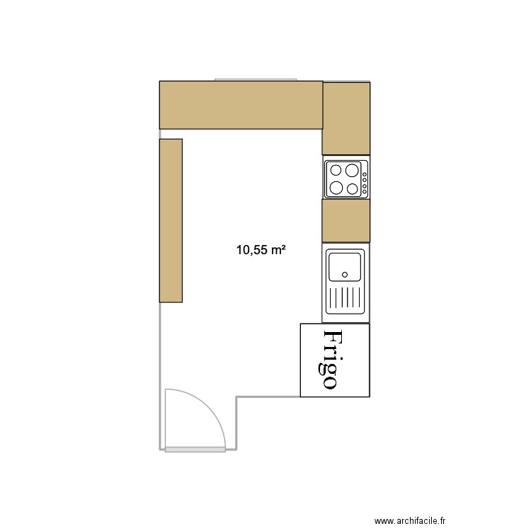 CUISINE. Plan de 1 pièce et 11 m2