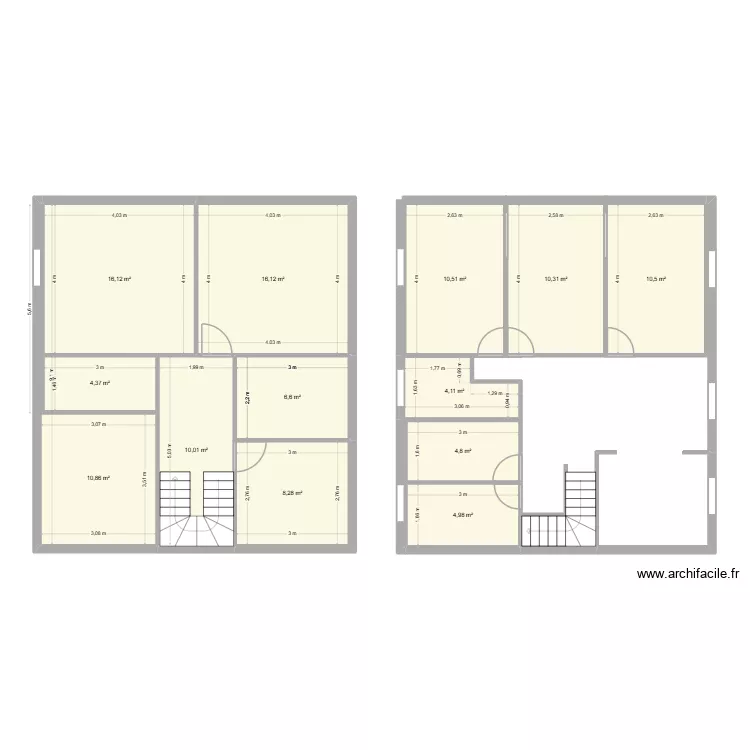 brasserie. Plan de 13  et 118 m²