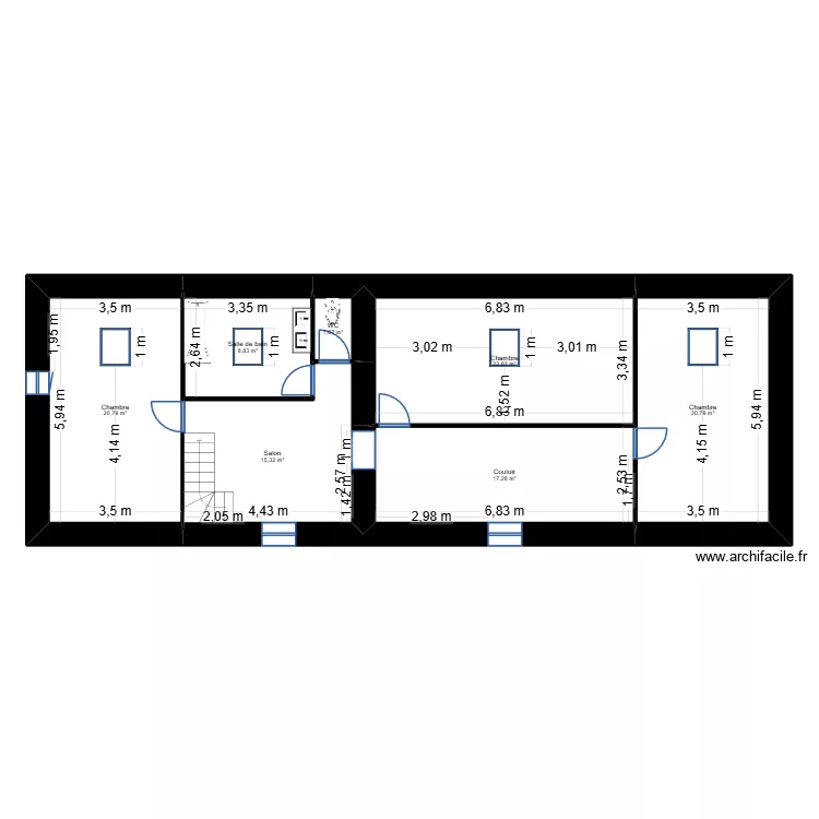 Domaine Tournoisis &eacute;tage. Plan de 7 pièces et 108 m²