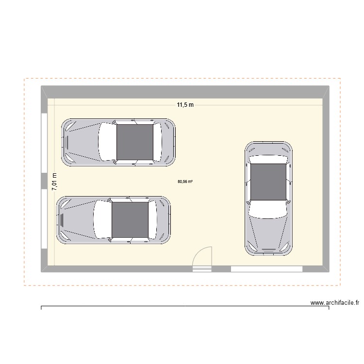 Garage V3. Plan de 1 pièce et 81 m2