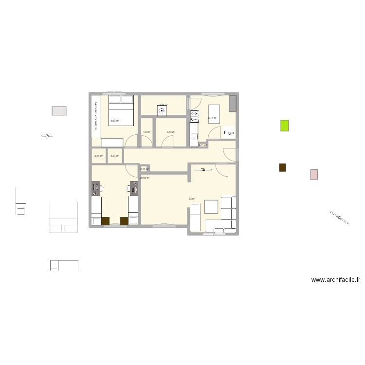 sabeee. Plan de 11 pièces et 74 m2