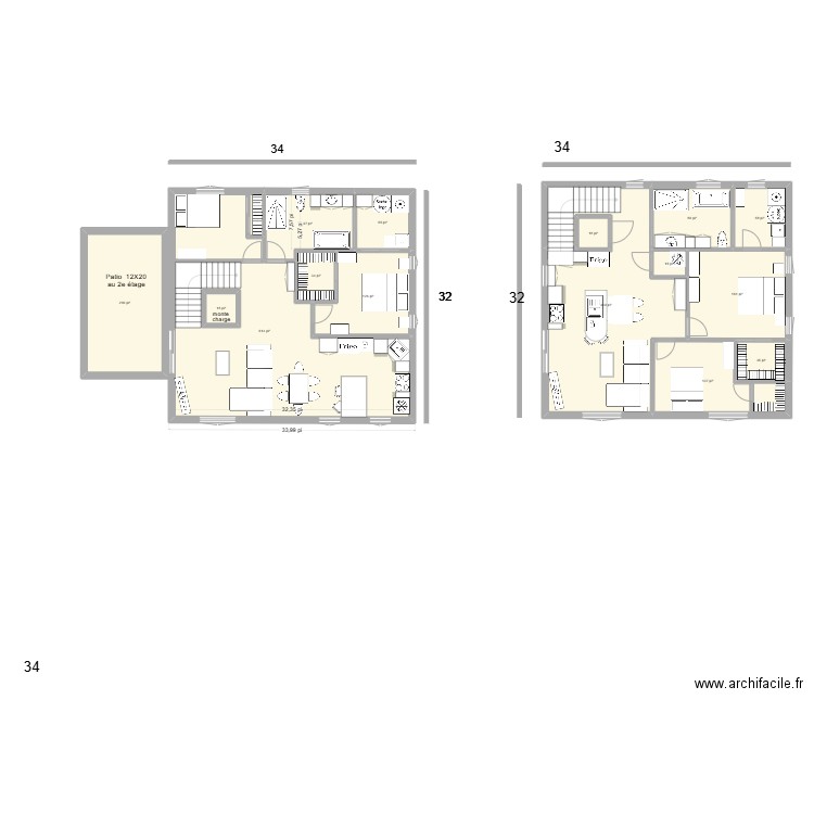 à partager. Plan de 29 pièces et 383 m2