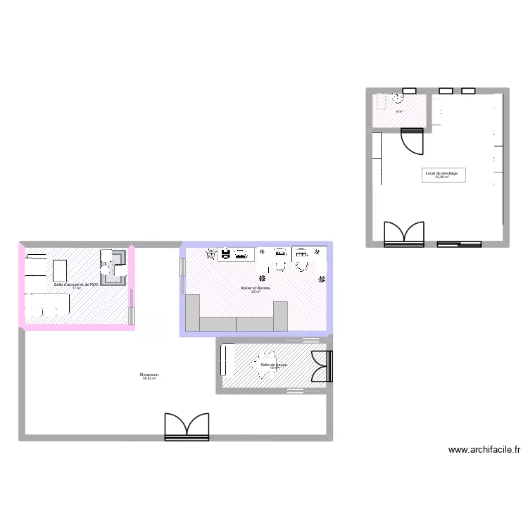 Magasin et local après reno. Plan de 6 et 152 m² Magasin et local après reno. Plan de 6 et 152 m²