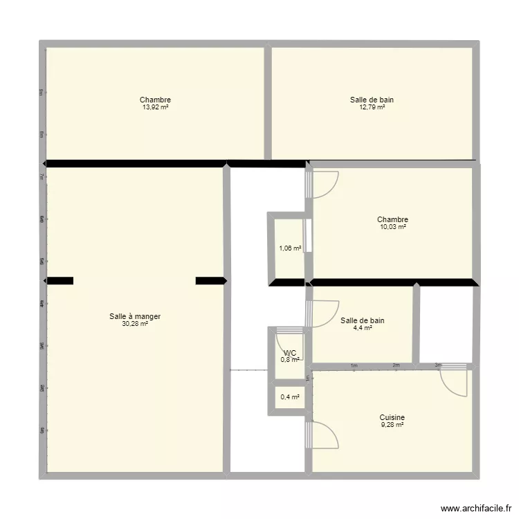 r&eacute;nov&eacute; cloisons. Plan de 9  et 83 m²