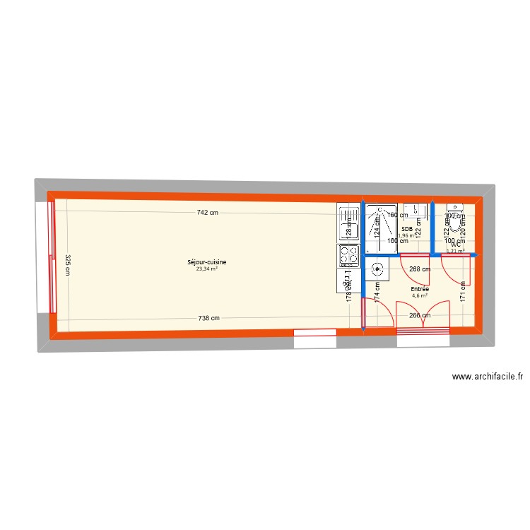Lopez - Projet Appt RDC. Plan de 5 pièces et 67 m2