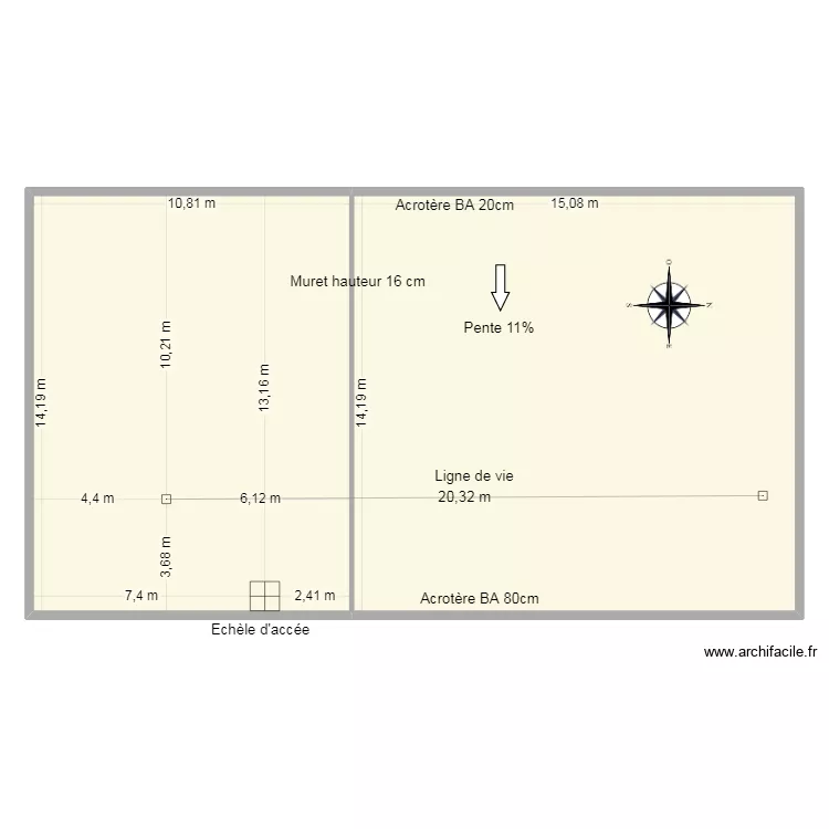 Toiture Sushis. Plan de 