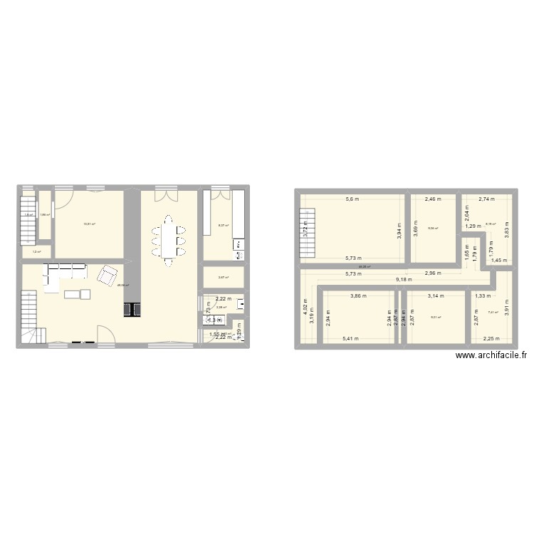 Maison Gieres RDC V2. Plan de 14 pièces et 164 m2