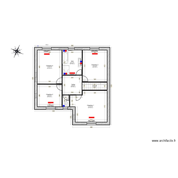 plans plomberie. Plan de 12 pièces et 150 m2