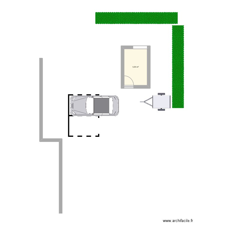 Abri de jardin. Plan de 1 pièce et 6 m2