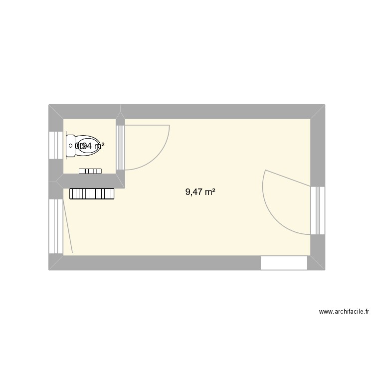 cuisine. Plan de 2 pièces et 10 m2