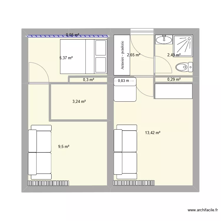 Dorons 1103 (2). Plan de 9 et 37 m² Dorons 1103 (2). Plan de 9 et 37 m²