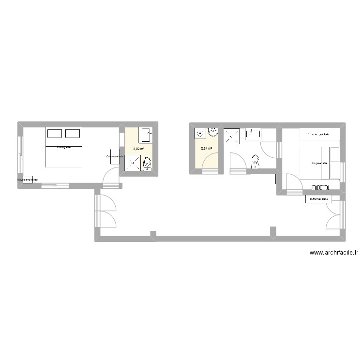 Forna -1. Plan de 2 pièces et 5 m2