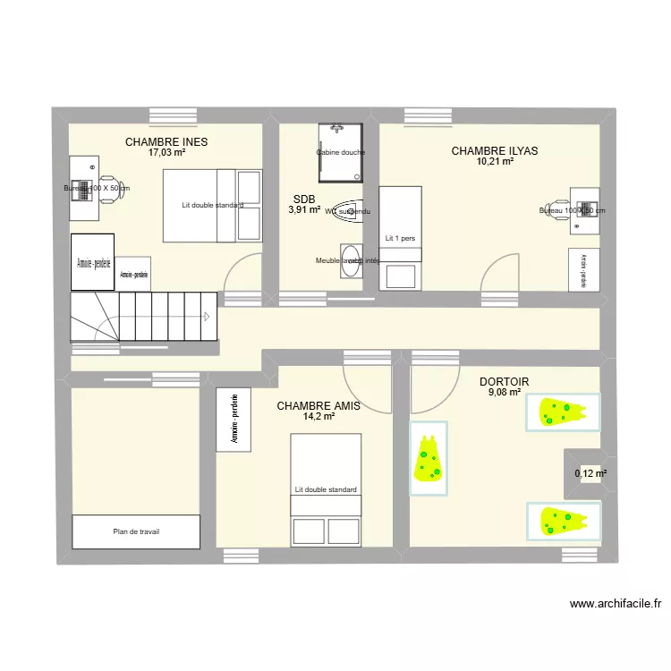 étage maison. Plan de 6 et 55 m² étage maison. Plan de 6 et 55 m²