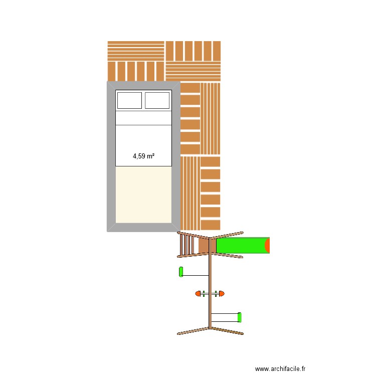 cabanette2. Plan de 1 pièce et 5 m2