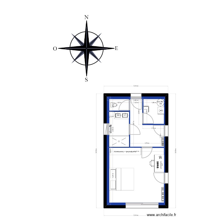 mansion montil LE QG. Plan de 6 pièces et 77 m2