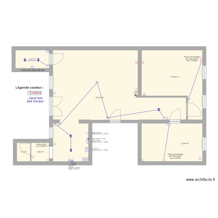 Lachassaigne. Plan de 6 pièces et 82 m2