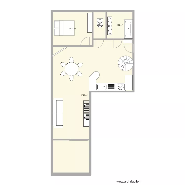 etage 1,1. Plan de 4 pièces et 77 m²