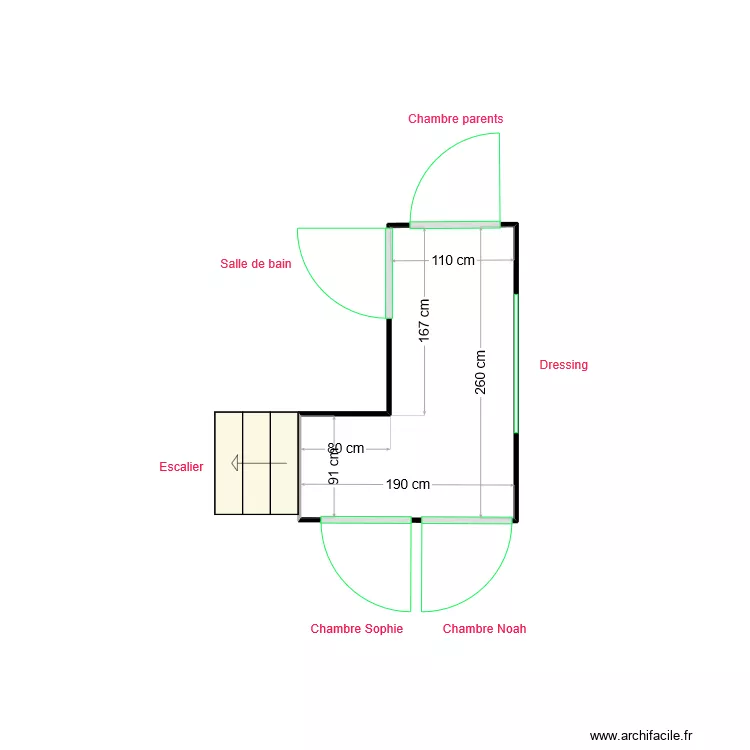 Couloir &eacute;tage. Plan de 