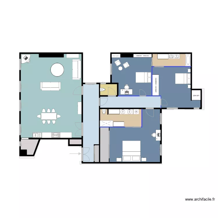 EX 53 BLANCHE PROJET 3CH 2SDB V3. Plan de EX 53 BLANCHE PROJET 3CH 2SDB V3. Plan de