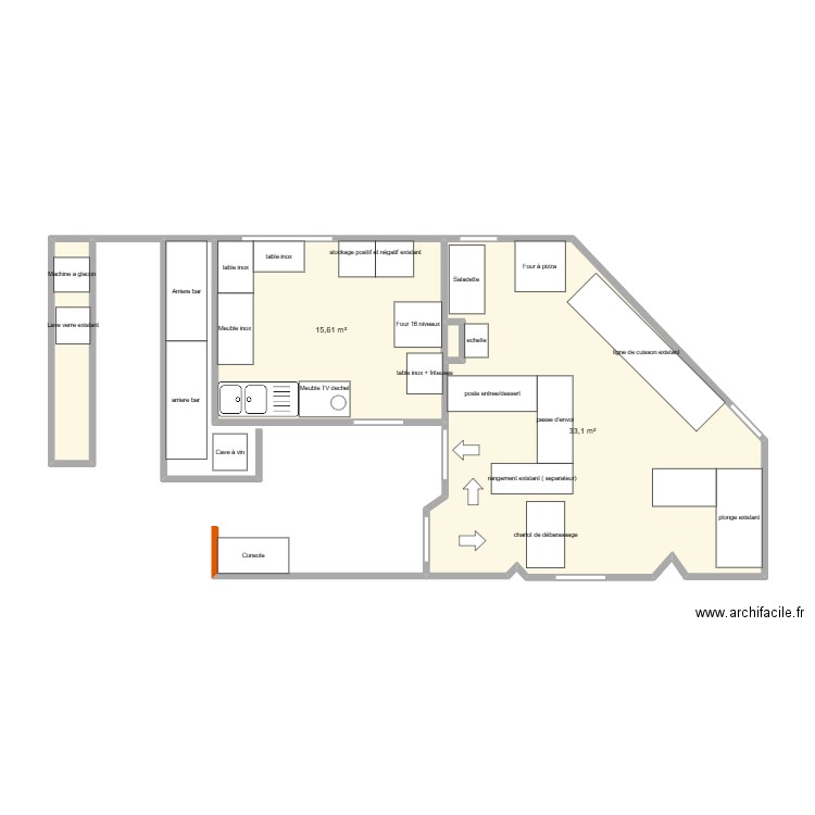 chardon bleu. Plan de 3 pièces et 52 m2