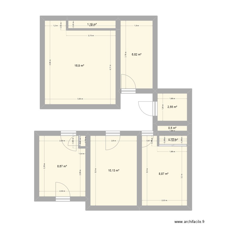 APPART LOUIS. Plan de 9 pièces et 56 m2