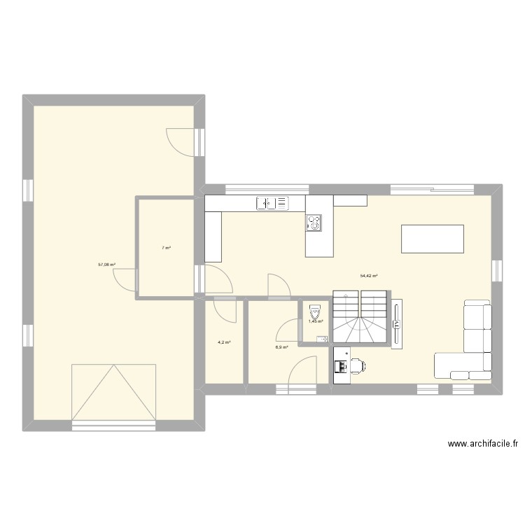 maison style tp. Plan de 6 pièces et 131 m2