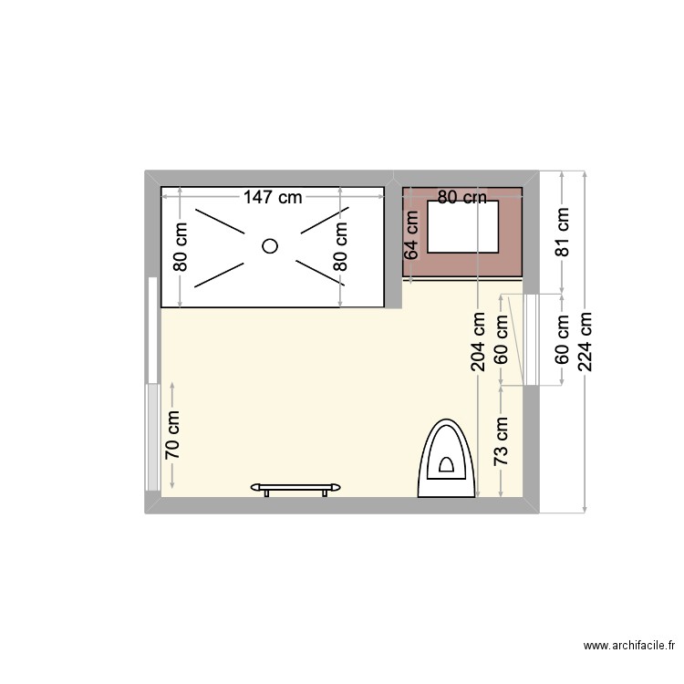 Mireval Projet. Plan de 1 pièce et 5 m2