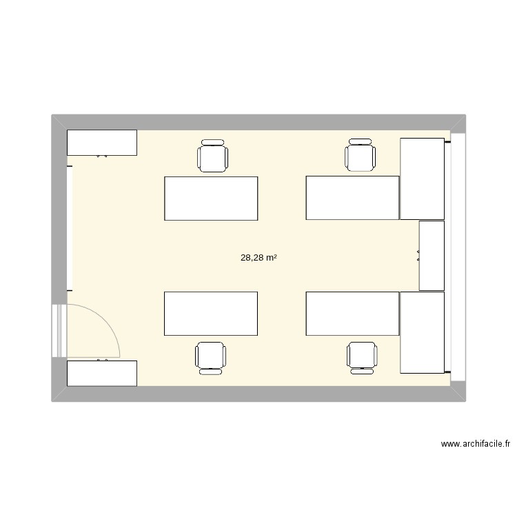 1350 v2. Plan de 1 pièce et 28 m2