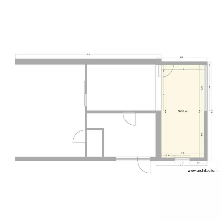 D&eacute;pendance. Plan de 1  et 17 m²