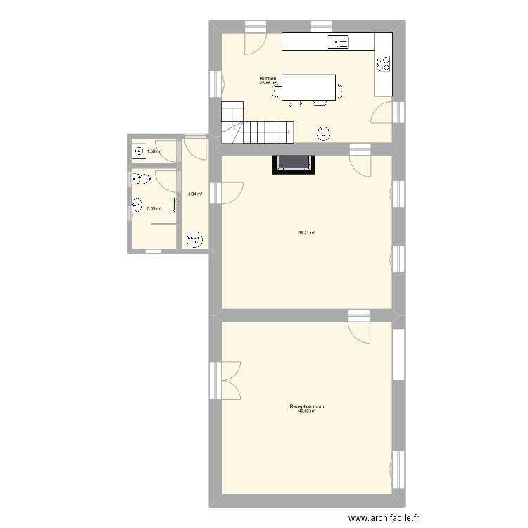 Paul HAMES. Plan de 6 pièces et 114 m2