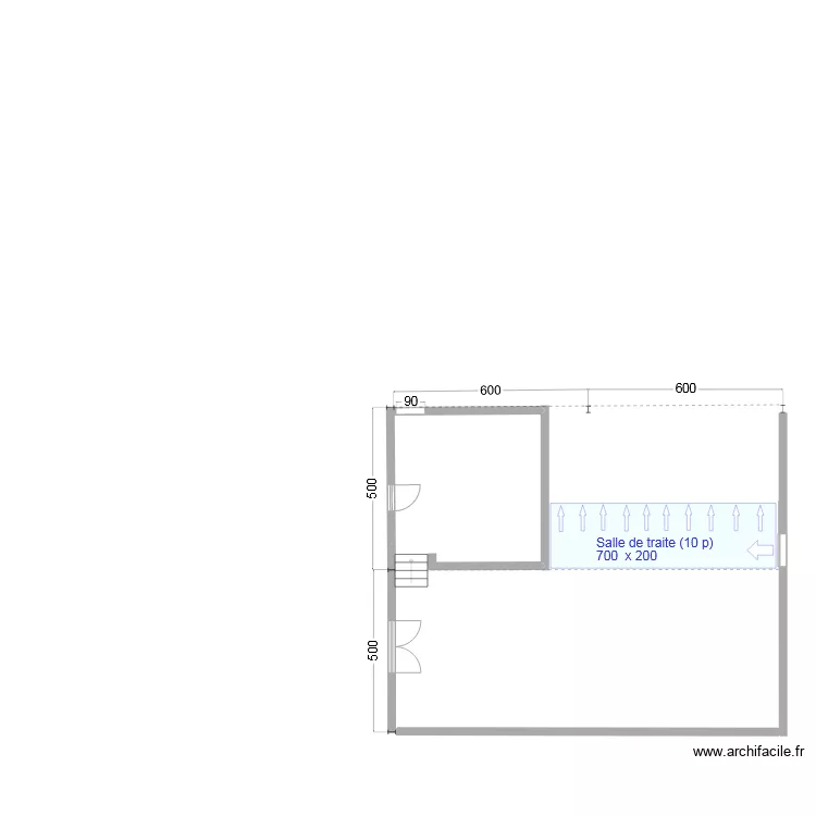 Salle de traite / Laiterie- Tressandans. Plan de 