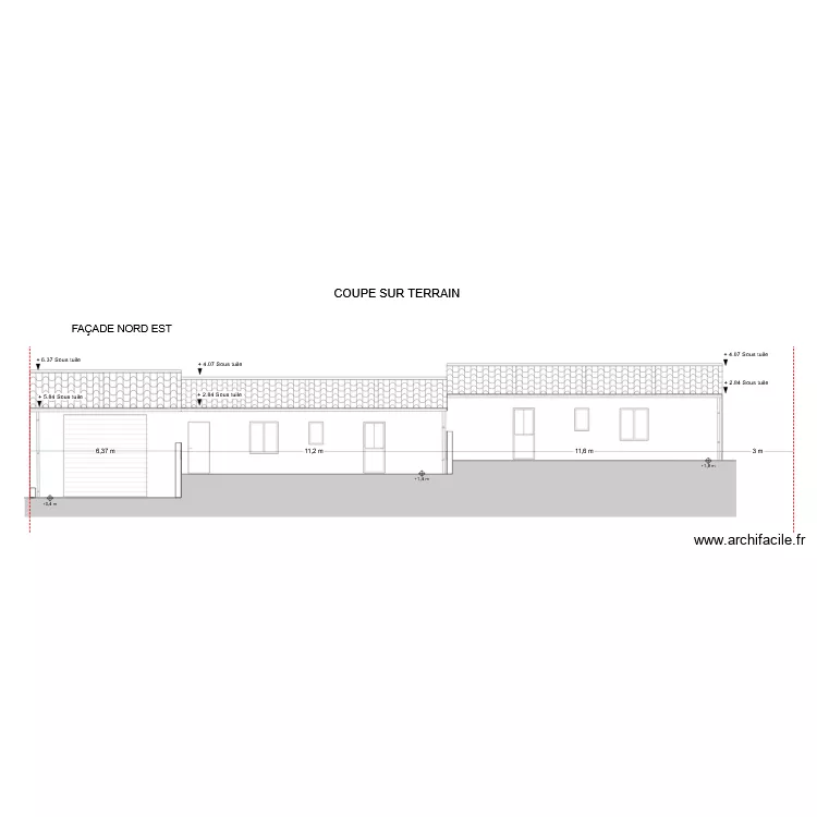 coupe sur terrain boutenac. Plan de 