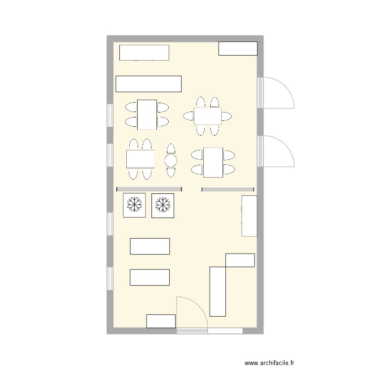 Préale maga-resto. Plan de 1 pièce et 27 m2