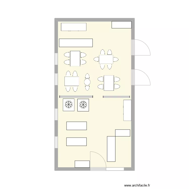 Pr&eacute;ale maga-resto. Plan de 