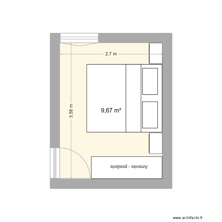 1er - Chambre - Muret. Plan de 1 pièce et 10 m2
