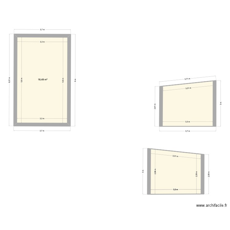 garage Gueriaud. Plan de 3 pièces et 37 m2