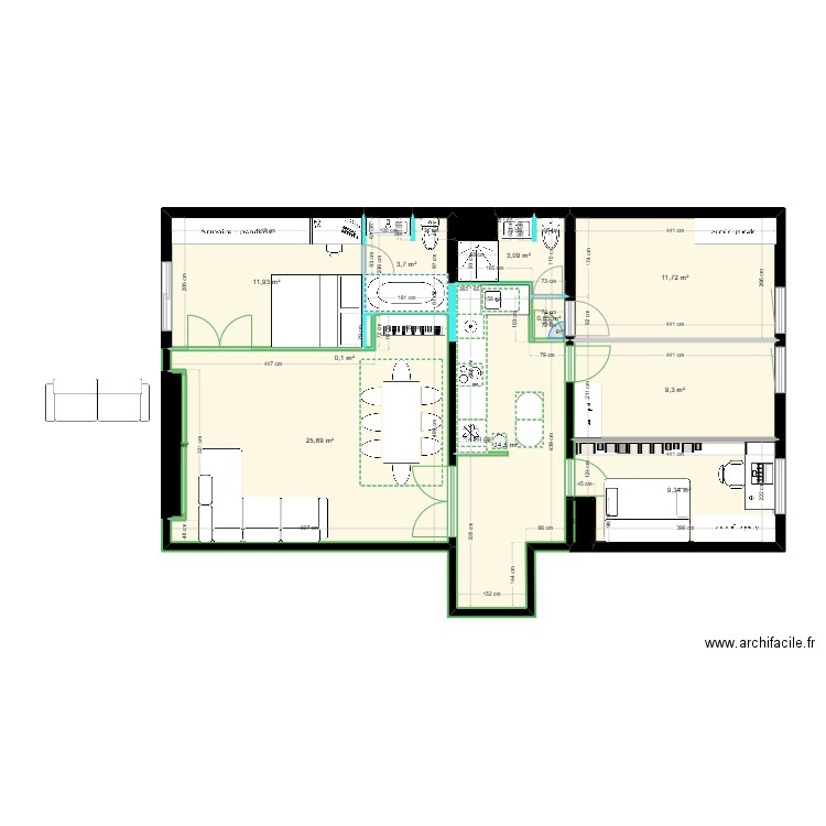 Schnitz 2024 ter. Plan de 13 pièces et 92 m2