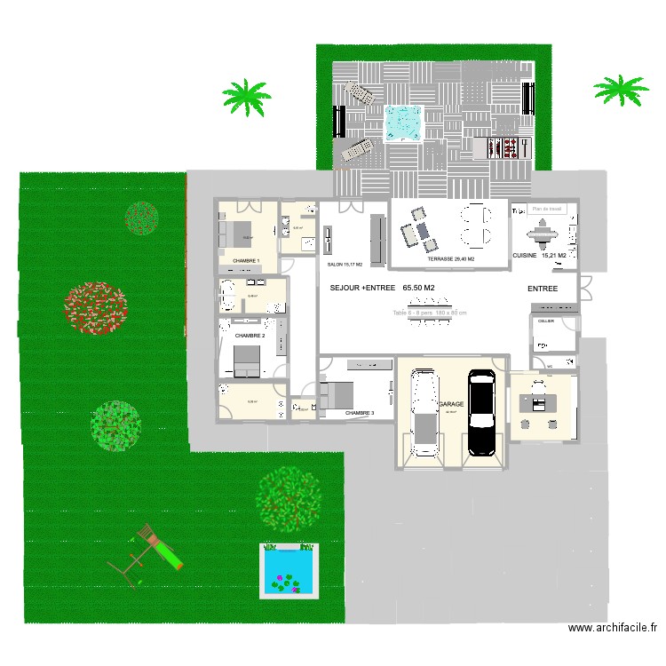PLAN MAISON 1. Plan de 7 pièces et 100 m2