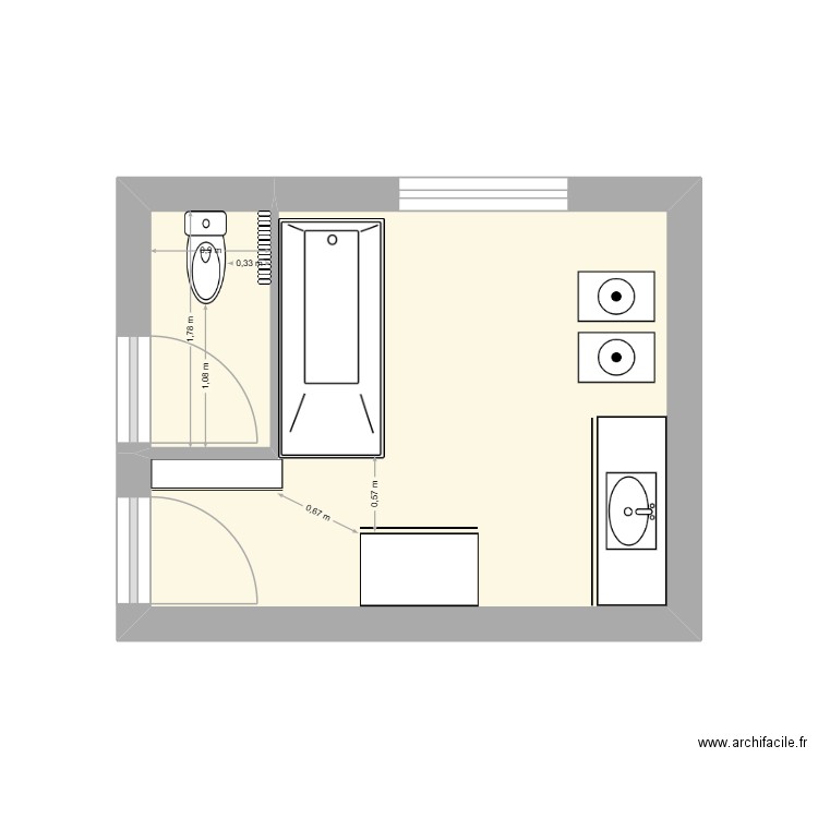 Dar. Régis, Laure. Plan de 2 pièces et 11 m2