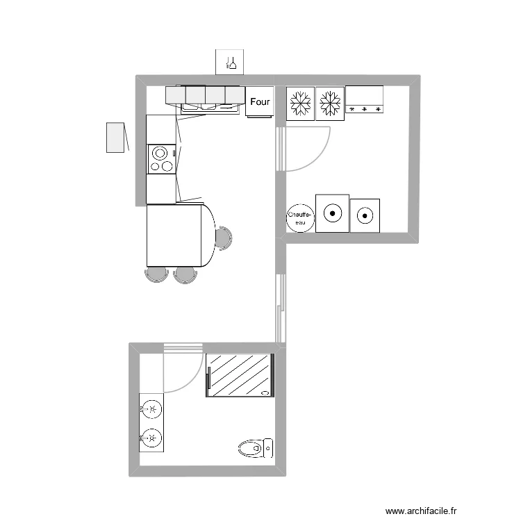 cuisine SDB 3. Plan de 1 et 6 m² cuisine SDB 3. Plan de 1 et 6 m²