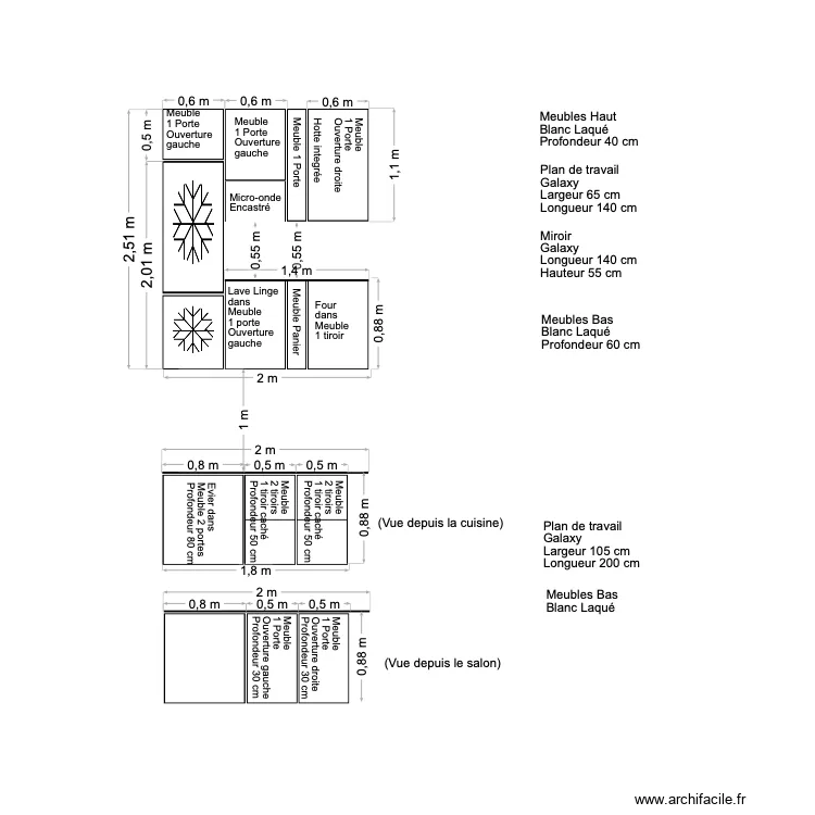 Jasmine Cuisine - Vue Face. Plan de 