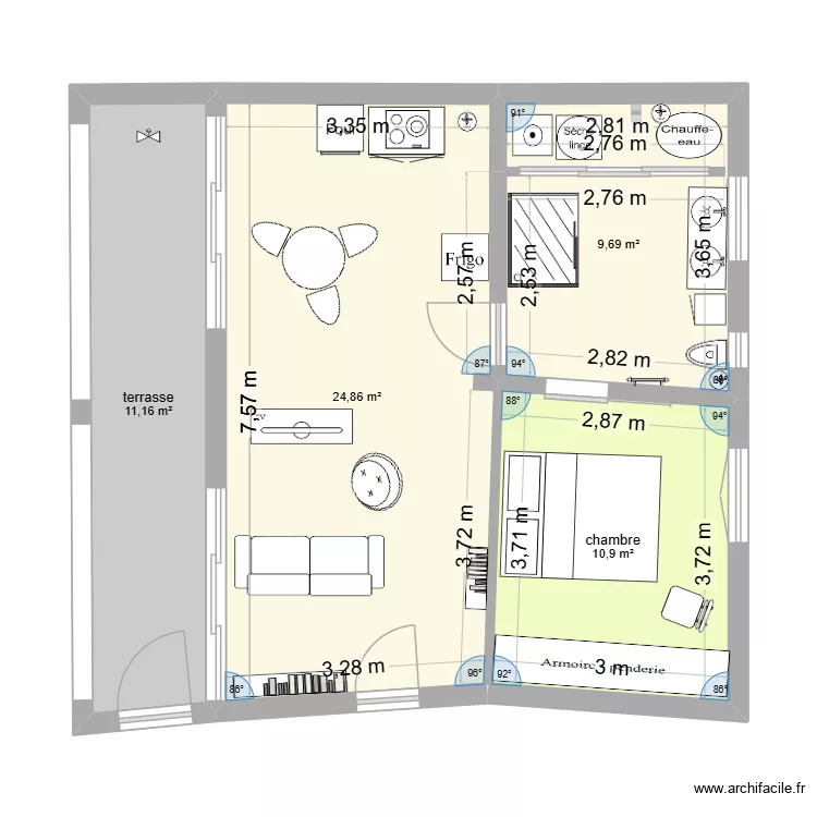 pepite projet 2. Plan de 4  et 57 m²