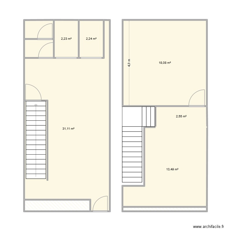 local 3. Plan de 10 pièces et 75 m2