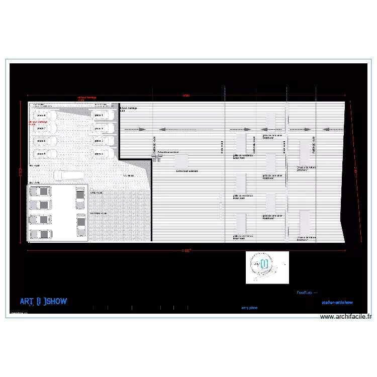 Esquisse parking Vaise. Plan de 1  et 108 m²