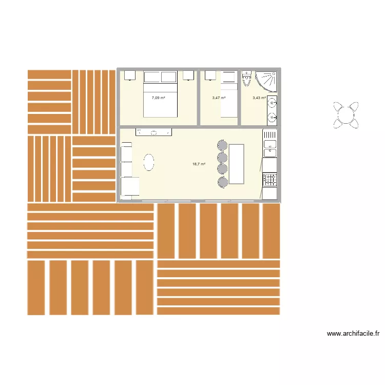 Espagne. Plan de 4  et 33 m²