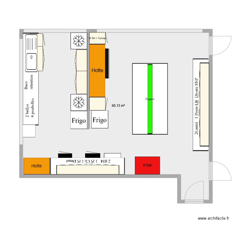 Labo FISH SNP - Plan 1 pièce 60 m2 dessiné par HarmonyP