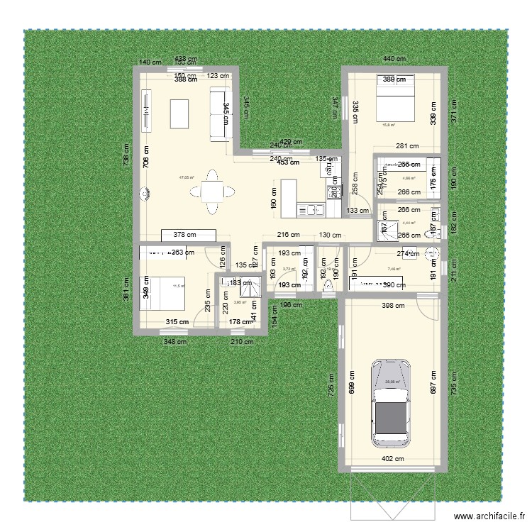 4: 100m2 2chambres+ garage 30m2 best. Plan de 10 pièces et 129 m2